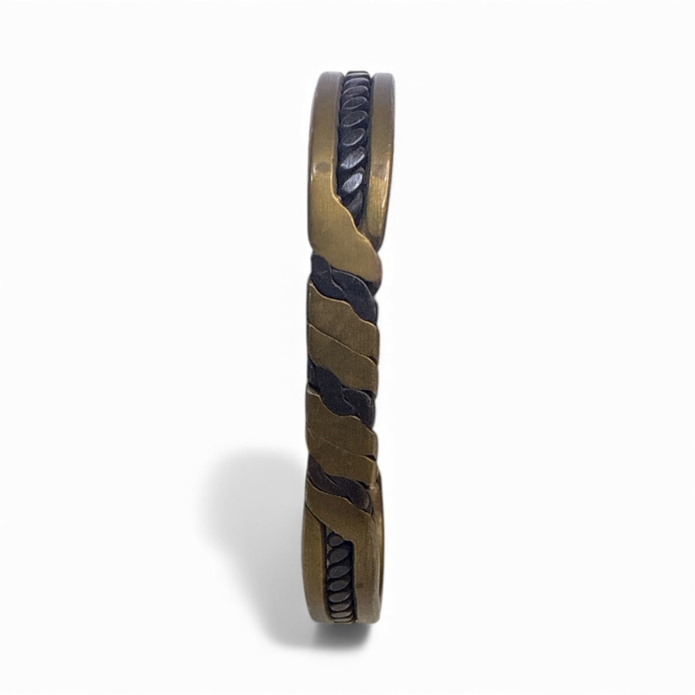 Vintage Brass Tone Twisted Rope Cuff Bracelet – Adjustable Metal Bangle